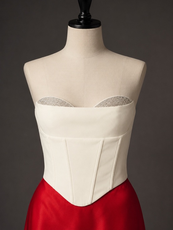 Astr Tops - ASTR the Label Shanna Strapless Corset Top Ivory White Rhinestone Size S